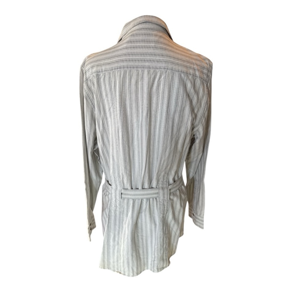 RARE Filsons Colville Cotton Shirt Dress Gray White w/ Belt Sz L - Picture 4 of 6